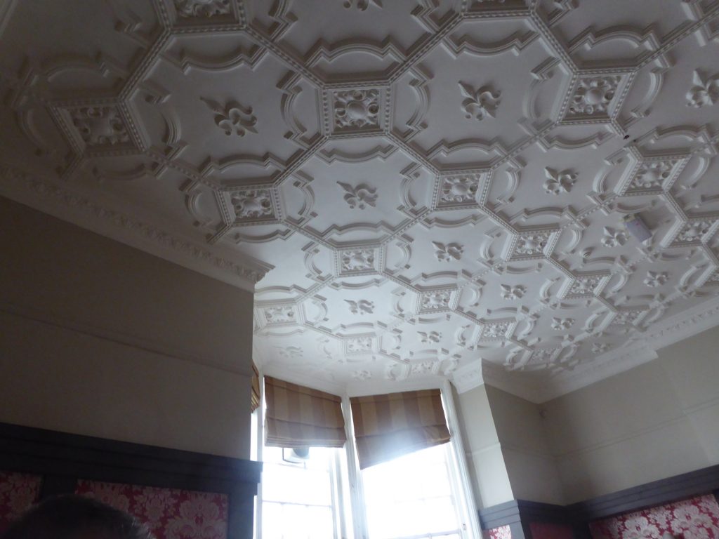 broken circle and diamond patterned ceiling