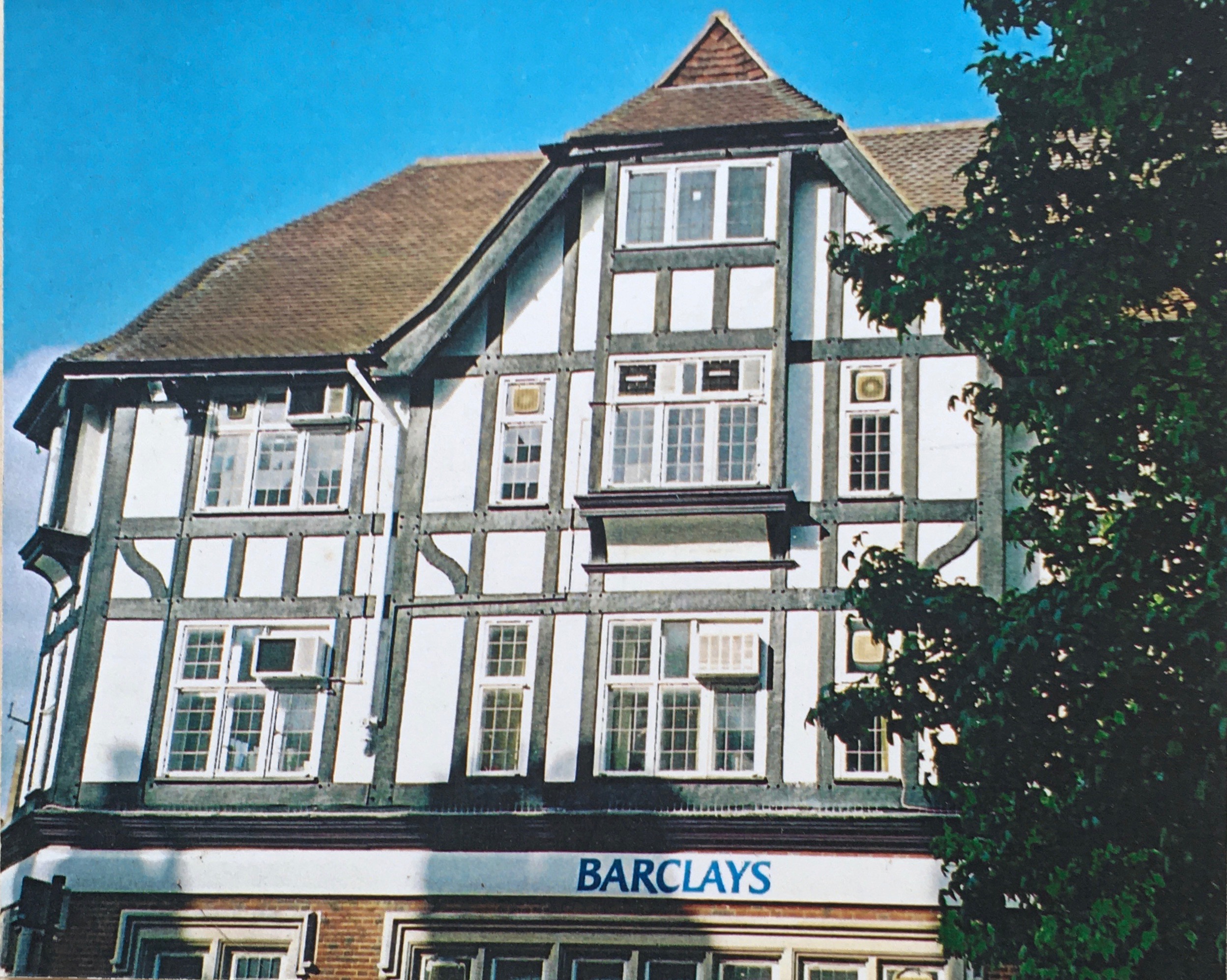 elaborate black-and-white gabled building