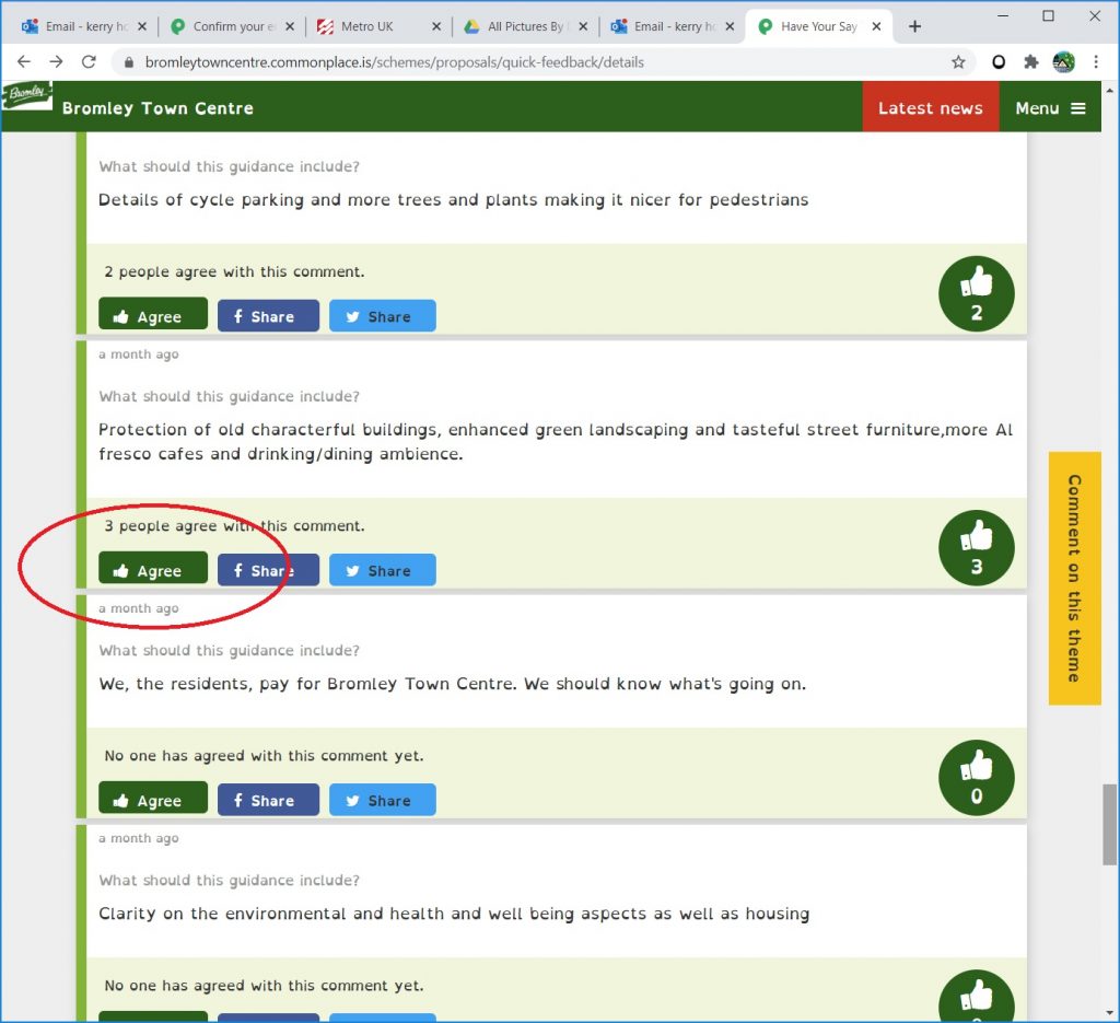 Step 4: Click the ‘Agree’ button next to a comment you like - it's a good idea to work from the bottom up doing this