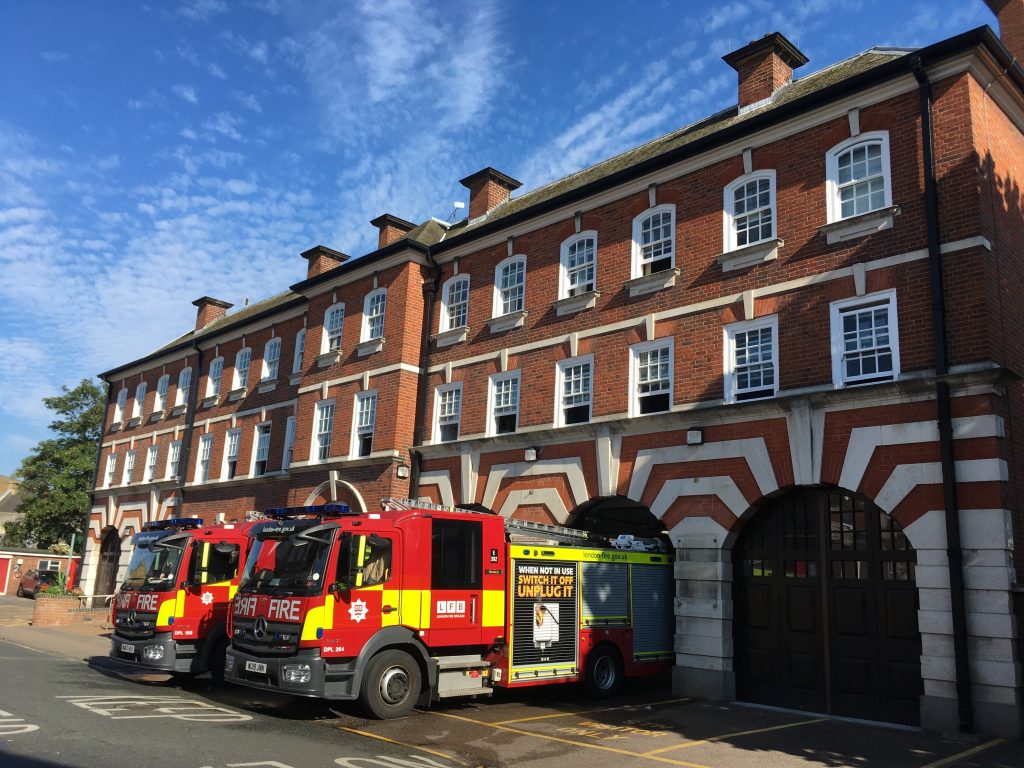 Fire engines outside station