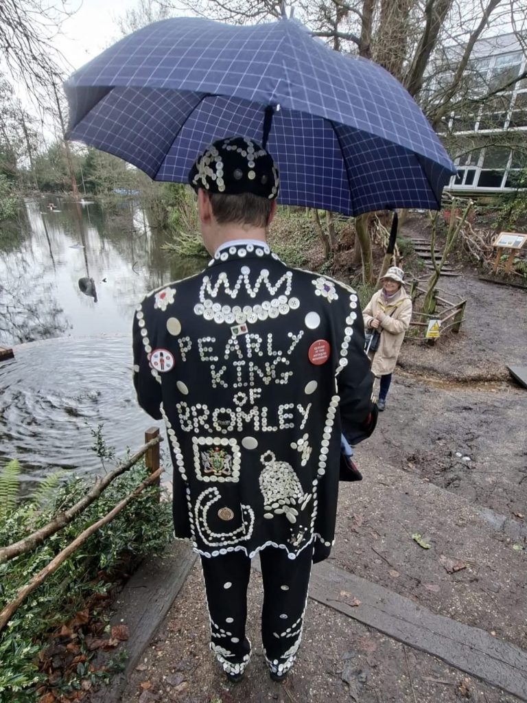 Bromley's Pearly King with umbrella